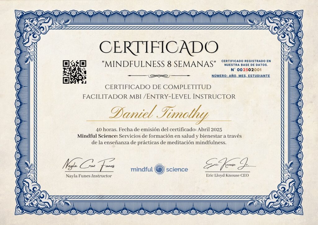 Certificado de Facilitador MBI - Mindful Science
